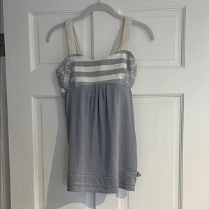 Lululemon Striped Gray and White Sleeveless Top